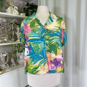 Jams World Vintage Orchid Tropical Print Women's Blouse